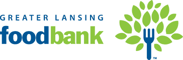 Greater Lansing food Bank logo with fork and tree