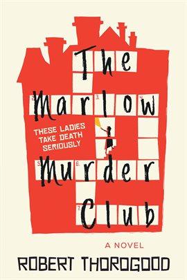 Book cover for Marlow Murder Club featuring a crossword design and red background