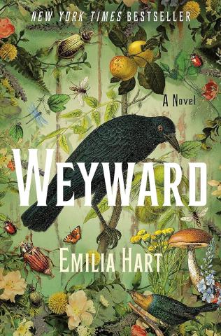 book cover featuring a black crow on a green background.