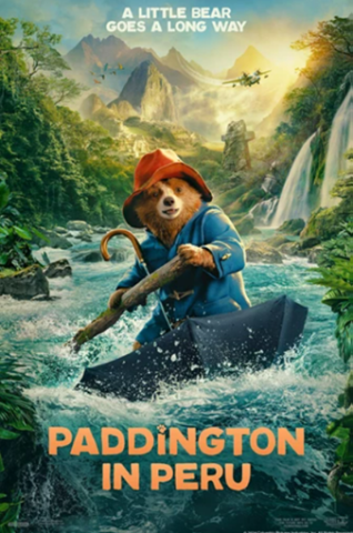Paddington in Peru movie cover with Paddington the bear whitewater rafting