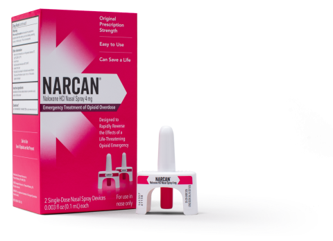 Box of Narcan and dispenser.