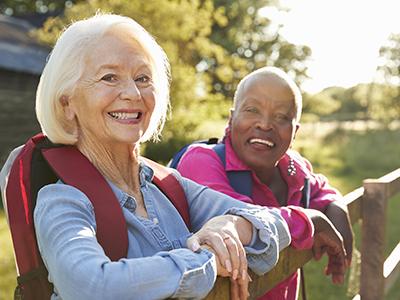 Two women smiling