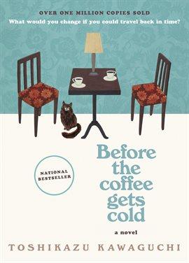 Book Cover featuring two chairs and a small table with a cat underneath.