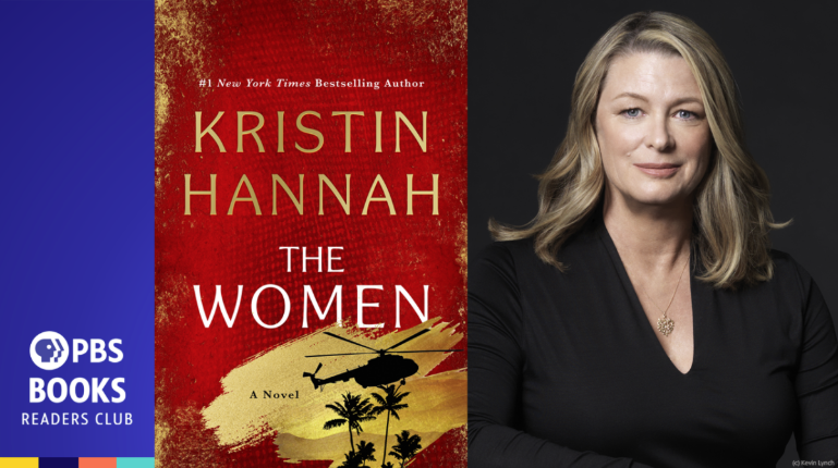 PBS Readers icon with Kristin hannah photo and the book cover of the women.