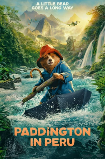 Paddington in Peru movie cover with Paddington the bear whitewater rafting