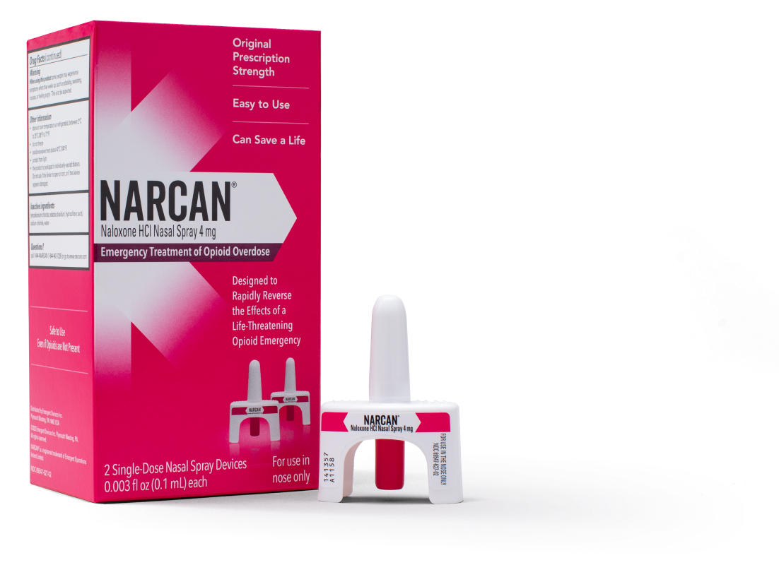 Box of Narcan and dispenser.